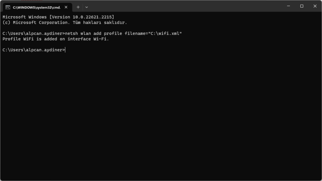 Komut Satırı İle Wifi Bağlanma -1