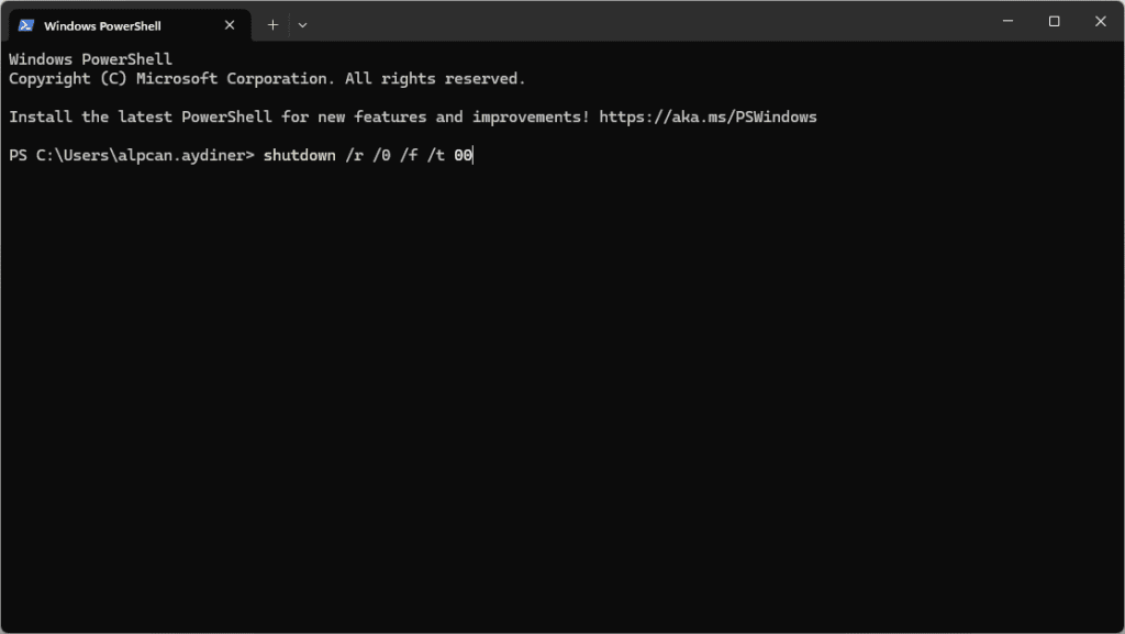 Windows'ta "shutdown /r /0 /f /t 00" Komutu: Detaylı İnceleme